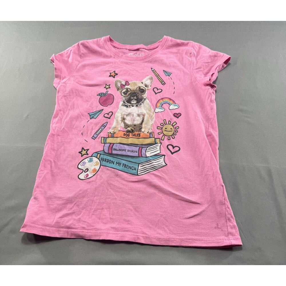 Girls The Children’s Place Pink French Bulldog Graphic T-Shirt Dog Tales